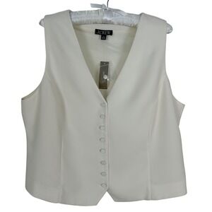 NWT J.Crew Ivory Sleeveless Vest Women's Size 16 Career Office Interview Wow